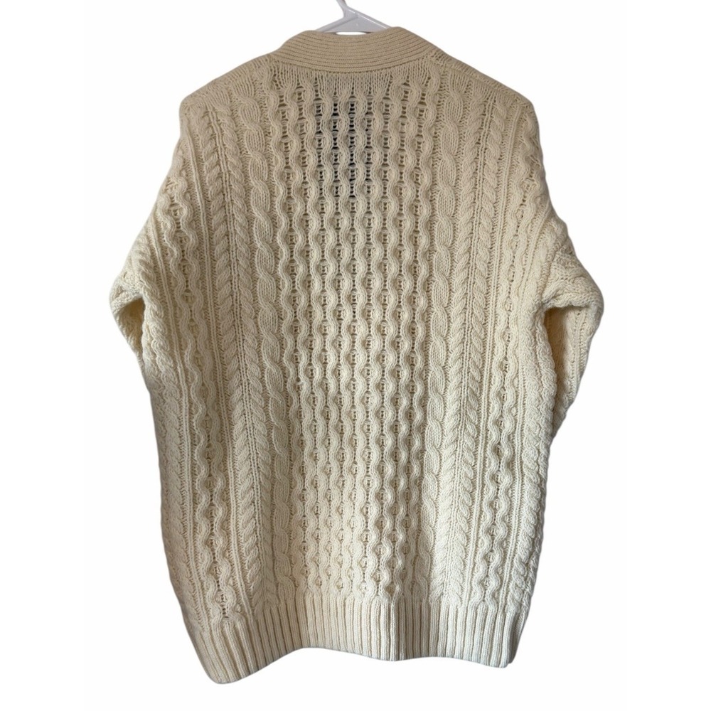 Brandy Melville Eva Heavy Wool Cable Knit Cardigan Ivory Women's Size O/S - Picture 2 of 13